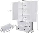 64.2" Tall White Kitchen Pantry, Storage Cabinet with Doors and Drawers, Freestanding Wooden Organizer for Kitchen, Dining Room