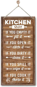 Hanging Rustic Wooden Kitchen Decor Sign, Printed Wood Wall Art, Funny Farmhouse Kitchen Wall Decor I1 by CozyNest Decor