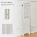 Room Partitions and Dividers, 68.9 Inch Temporary Wall with Double Hinges, Wooden Louver & MDF Stable Screens for Home Office Bedroom Coffeehouse Decoration (4 Panels, White-Washed) by CozyNest Decor