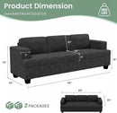 Sofa Couch, 3 Piece Set Comfy Sofa, 2 Loveseat & 3 Seater Sofa with Deep Seats for Living Room, Modern Sleeper Couch, Dark Grey Chenille by CozyNest Decor