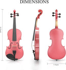 1/8 Beginner Violin Kit, Complete Violin Set with Case, Bow, Rosin,Pink by TinyTreasures Baby Boutique