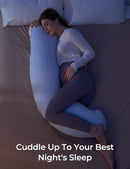 Momcozy Pregnancy Pillows for Side Sleeping, J Shaped Maternity Body Pillow for Pregnancy, Soft Pregnancy Pillow for Head Neck Belly Support, Blue by TinyTreasures Baby Boutique
