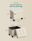 SONGMICS Storage Ottoman, Small Ottoman Foot Rest with Legs, 12.6 x 15.8 x 13.2 Inches Foot Stool, Load up to 660 lb, for Living Room, Bedroom, Dorm, Cream White ULSF012W01 by CozyNest Decor