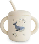mushie 100% Silicone Training Cup & Straw for Toddlers | 6 Months+ (Whales) by TinyTreasures Baby Boutique