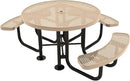 Heavy-Duty Portable Outdoor Picnic Table with Umbrella Hole, Punched Steel Patio Dining Furniture Made in America (46" Round Top, Tan) by GreenHaven Gardens