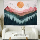 keowhsf Sunset Mountain Forest Tapestry - Large Nature Landscape Wall Hanging, Aesthetic Pine Tree Scenery Wall Art for Bedroom & Living Room Decor by CozyNest Decor