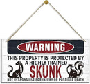 Warning Sign, Skunk Warning Wood Plaque Sign, Funny Door Signs, Decorative Wood Hanging Suspension Plaque, Farmhouse Wooden Wall Decor, Outdoor Hanging Wooden Signs by CozyNest Decor
