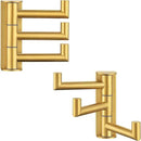Angle Simple Towel Hooks Swivel, SUS 304 Stainless Steel 3 Arms Foldable Hand Towel Holder, Coat Hooks, Brushed Gold, 2 Pack by CozyNest Decor