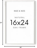 HAUS AND HUES 16x24 Frame - Set of 1 16 x 24 Poster Frame, 16x24 Picture Frame Light Wood, 16x24 Picture Frame, 16x24 Frame Wood, 16 by 24 Inch Picture Frame, 16x24 Photo Frame (White Oak Frame) by CozyNest Decor