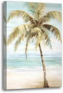 LURENCZH Tropical Beach Canvas Wall Art Seaside Palm Tree Picture Wall Decor Ocean Scenery Painting Prints for Bathroom Decor Framed(Beach-1,20.00" x 30.00") by CozyNest Decor
