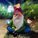 Solar Powered Gnome with Red Hat and 3 Birds Decorated Solar Light, Garden Decorations Statues, Garden Light Decor for Lawn Ornaments, Resin Garden Figurines (Gnome with 3 Birds) by GreenHaven Gardens