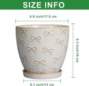 Ceramic Plant Pot 6 Inch - Ceramic Planter with Drainage Hole and Saucer Round Planter Flower Pot for Indoor Plants Outdoor Home Garden Office Decor White by GreenHaven Gardens