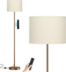 Ambimall Floor Lamps for Living Room with Remote Control and Stepless Dimmable Colors Temperature & Brightness, 9W Bulb Included(Beige Lampshade & Brown Pole) by CozyNest Decor