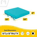AAAAAcessories Outdoor Seat Cushions for Chairs, Waterproof, Fade-Resistant Patio Furniture Replacement Cushions, 18" x 18" x 2", Set of 2, Turquoise by GreenHaven Gardens