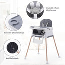 3 in 1 Baby High Chair,Adjustable Convertible Infant Baby Feeding Chair Booster for Eating with Detachable Double Tray,5 Point Harness,Deep Gray by TinyTreasures Baby Boutique