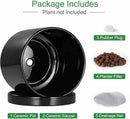 Aveyas 10 inch Ceramic Plant Pot with Drainage Hole and Saucer - Suitable for Indoor and Outdoor Use, Modern Planters for House Garden Flower Tree Snake Monstera Plants (10", Glossy Black) by GreenHaven Gardens