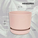 Elly Décor 12 inch Plastic Cylinder Planter Pot with Self-Watering Saucer and Drainage Hole,Lightweight & Extremely Durable, 12"x 12", Ivory by GreenHaven Gardens