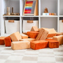 The Original Premium Plush Building Block for Kids - Certified Safe Foam Blocks in Luxuriously Soft Fabric Covers - Set of 24 (Desert) by TinyTreasures Baby Boutique