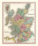 Vintage Map of Scotland 1842