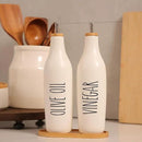 HOMCDALY Ceramic Olive Oil Dispenser for Kitchen, Stoneware 16oz Oil Cruet and Vinegar Bottles Dispenser, Kitchen Dispenser Bottle for EVOO Vinegar Syrups, Modern Farmhouse Design(W-O) by CozyNest Decor