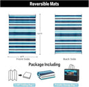 Outdoor Waterproof Rug 9'x12' Plastic Straw Rugs Washable Reversible Floor Mat Blue Stripe Carpet for Camping RV Deck Entryance Porch Picnic Balcony Beach Backyard by GreenHaven Gardens