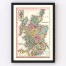 Vintage Map of Scotland 1842