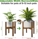 Adjustable Plant Stand Indoor,Bamboo Mid Century Modern Plants Stands, Stable Plant Holder,Fit 8 9 10 11 12 inch Pots (Pot & Plant Not Included) by GreenHaven Gardens