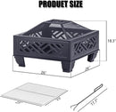 Breezz 26 Inch Wood Burning Fire Pit with Cooking Grill and Spark Screen, Outdoor Metal Firepit for Patio, Backyard, Bonfire Party, Camping and Garden by GreenHaven Gardens