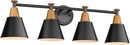 FEMILA Bathroom Vanity Light, 4-Lights Bathroom Light Fixtures Over Mirror, Modern Wall Mounted Lamp, Hammered Metal Shade, 4FG59B-4W BK by CozyNest Decor