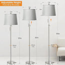 Floor Lamp for Living Room,Adjustable Height Standing Lamp,Dimmable Modern Floor Lamps for Bedroom Office Tall Floor Lights with Pull Chain Bulb Included-Silver Gray Shade by CozyNest Decor