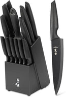 Zhang Xiao Quan Since 1628 15-Piece Kitchen Knife Block Set with Sharpening Steel Knive Set Ergonomic Handle Dishwasher Safe(Black) by CozyNest Decor