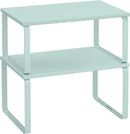 SONGMICS Cabinet Organizer Shelf, Set of 2 Kitchen Counter Shelves, Kitchen Storage, Spice Rack, Stackable, Expandable, Metal and Engineered Wood, Moonlight Green UKCS002C01 by CozyNest Decor