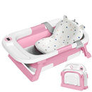 Collapsible Baby Bathtub,Baby Bath Tub with Thermometer & Soft Cushion,Baby Bathtub for Newborn to Toddler 0-36 Months,Portable Travel Baby Tub with No-Slip Feet,Baby Shower Gifts,Pink by TinyTreasures Baby Boutique