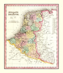 Vintage Map of Holland And Belgium 1836