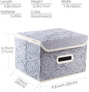 PRANDOM Stackable Storage Boxes with Lids [5-Pack] Fabric Decorative Storage Bins Cubes Organizer Containers Baskets with Cover Handles Divider for Bedroom Closet Living Room Grey 9.8x7.9x6.7 Inch by TinyTreasures Baby Boutique