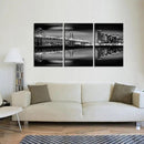 KREATIVE ARTS - San Francisco Bay at Night in Black and White Bridge 3 Panels Modern Landscape Artwork Canvas Prints Cityscape Pictures Paintings on Canvas Wall Art for Home Decor (16x24inchx3pcs) by CozyNest Decor