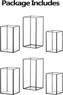 Hewory Glass Hurricane Candle Holder Set of 6, Black Large Hurricane Centerpiece for Table, Tall Floor Square Pillar Candle Holders Lantern Set for Wedding, Anniversary, Party, Fireplace, Dining Room by CozyNest Decor
