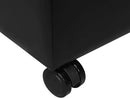 Adeco 17.7" Leather Ottoman with Wheels, Black Square Rolling Ottoman with Storage, Upholstered Button Tufted Vanity Stool with Hinged Lid for Living Room, Bedroom, Dorm by CozyNest Decor