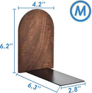 Book Ends, Sturdy Wooden Bookends for Shelves - Heavy Duty Non-Slip Book Organizers, Decorative Bookend Holders for Home Office, Library, Black Walnut Universal Economy Bookend, Medium, 1 Pair
