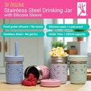 Elk and Friends 14oz Stainless Steel Kids + Toddler Drinking Cups | The Original Mason Jars with Lids + Sleeves + Straws | Smoothie Cups | Spill Resistant | Dishwasher Safe | 2 Pack by TinyTreasures Baby Boutique
