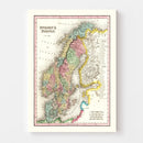 Vintage Map of Sweden & Norway 1836
