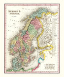 Vintage Map of Sweden & Norway 1836