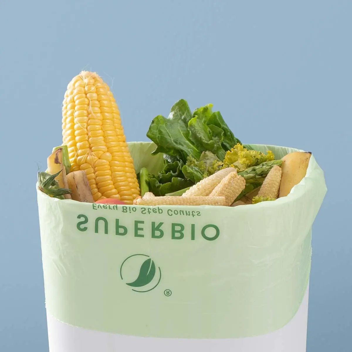 SUPERBIO 2.6 Gallon Compostable Bags, 100 Count, 2 Pack, 9.84L, Handle Tie Food Waste Bags, BPI and OK compost INDUSTRIAL Certified, photo 3 of 6