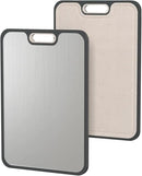 2IN1 Titanium Cutting Boards for Kitchen,Metal Cutting Boards With Pure Titanium and Wheat Straw PP,Double Sided Chopping Board with Juice Groove Dishwasher Safe Easy to Clean Non Toxic 15"X10" by CozyNest Decor