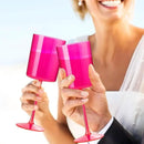 Ciaell 12 Pack Plastic Wine Glasses - 10Oz Hot Pink Plastic Wine Glasses With Stem - Disposable Stemmed Cups for Parties & Weddings by CozyNest Decor