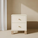 Storkcraft California 2 Drawer Nightstand for Kids Bedroom (Frosted Oat with Driftwood) - GREENGUARD Gold Certified, Premium Wood Storage Nightstand with Elegant, Iconic Block Feet by TinyTreasures Baby Boutique