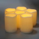 Waterproof Outdoor Battery Operated Flameless Pillar Candles with Timer White Plastic Realistic Flickering Fake Electric LED Lights for Lantern Garden Wedding Christmas Decorations 3”x4” 6 Pack by GreenHaven Gardens