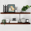 Homeforia Walnut 36 inch Floating Shelf, High End Solid Real Wood 36inch Large Shelves for Bathroom Wall, Dark Brown 36 inches Long Floating Shelves, Heavy Duty Bracket, 36 X 6.5 X 1.75 inch, Set of 2 by CozyNest Decor