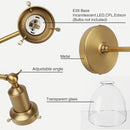 PERMO Industrial Vintage Slope Pole Wall Mount Single Sconce with 6.7" Oval Dome Clear Glass Shade Wall Sconce Light Fixture (Antique Gold) by CozyNest Decor