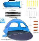 NXONE Beach Tent Sun Shade Shelter for 3/4/6 Person Person with UV Protection, Extended Floor, 3 Mesh Roll Up Windows & 8.0/8.5mm Fiberglass Rods丨Carry Bag Included by TinyTreasures Baby Boutique
